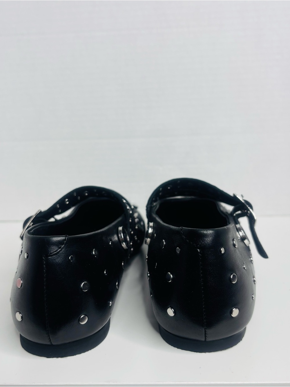 Free People Black Pointed Toe Double-Buckle Stud Flats - Picture 7 of 10